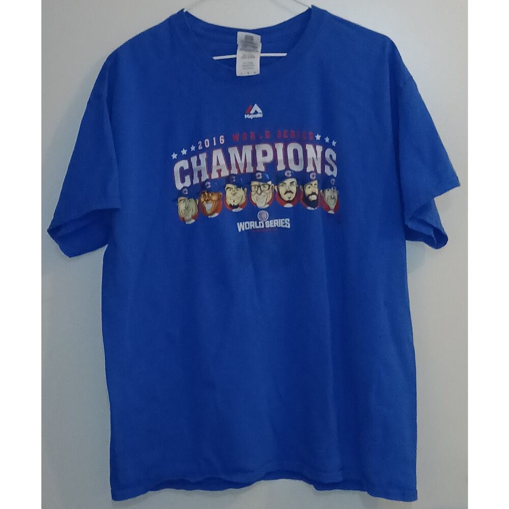 Chicago Cubs 2016 World Series Gilden Large Blue T-Shirt Caricature Pre-Owned